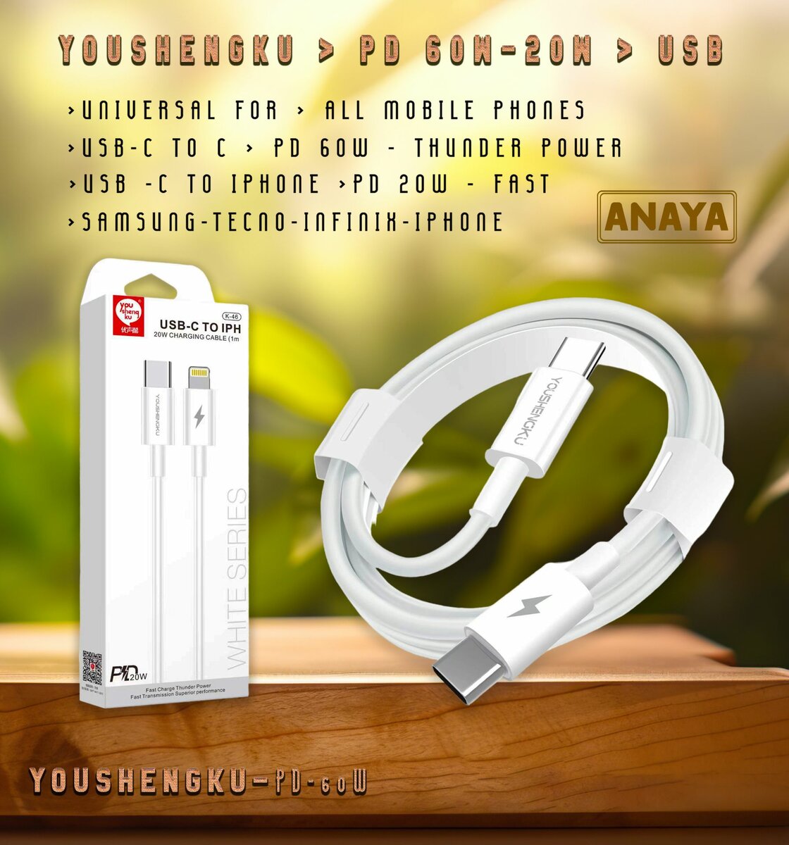 PD-20w C-C 60w Super Fast Charging Cables