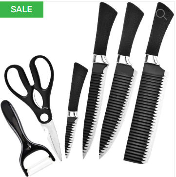 6pcs Heavy Duty Stainless Steel Knife Set Kitchen Tools Set Cookware with Peeler and Scissors