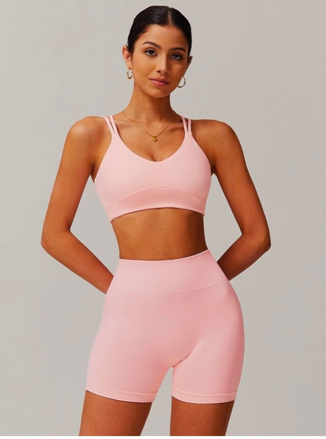 Women Workout Sets 2 Piece Cross Back Sports Bras Matching H