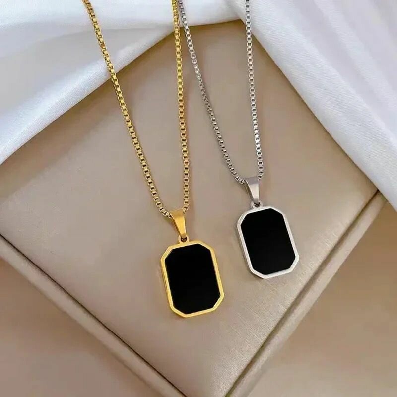 Onyx totem Gold and silver shaped pendant necklace big