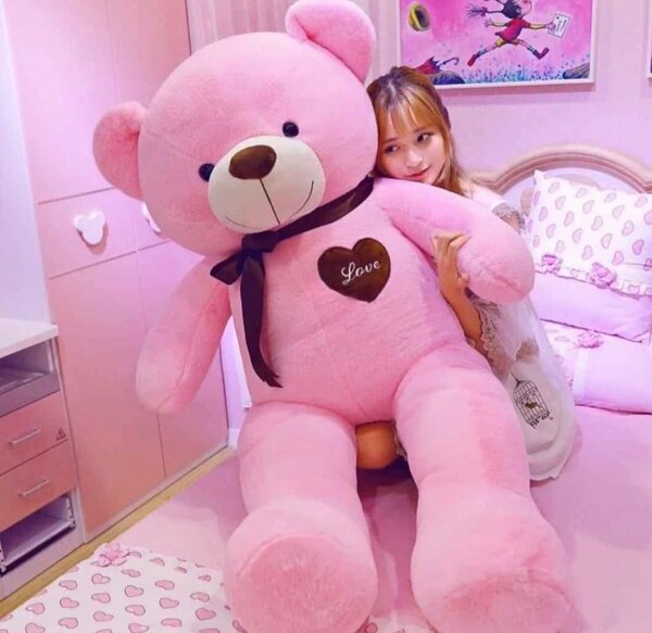 Ours en Peluche Géant Rose