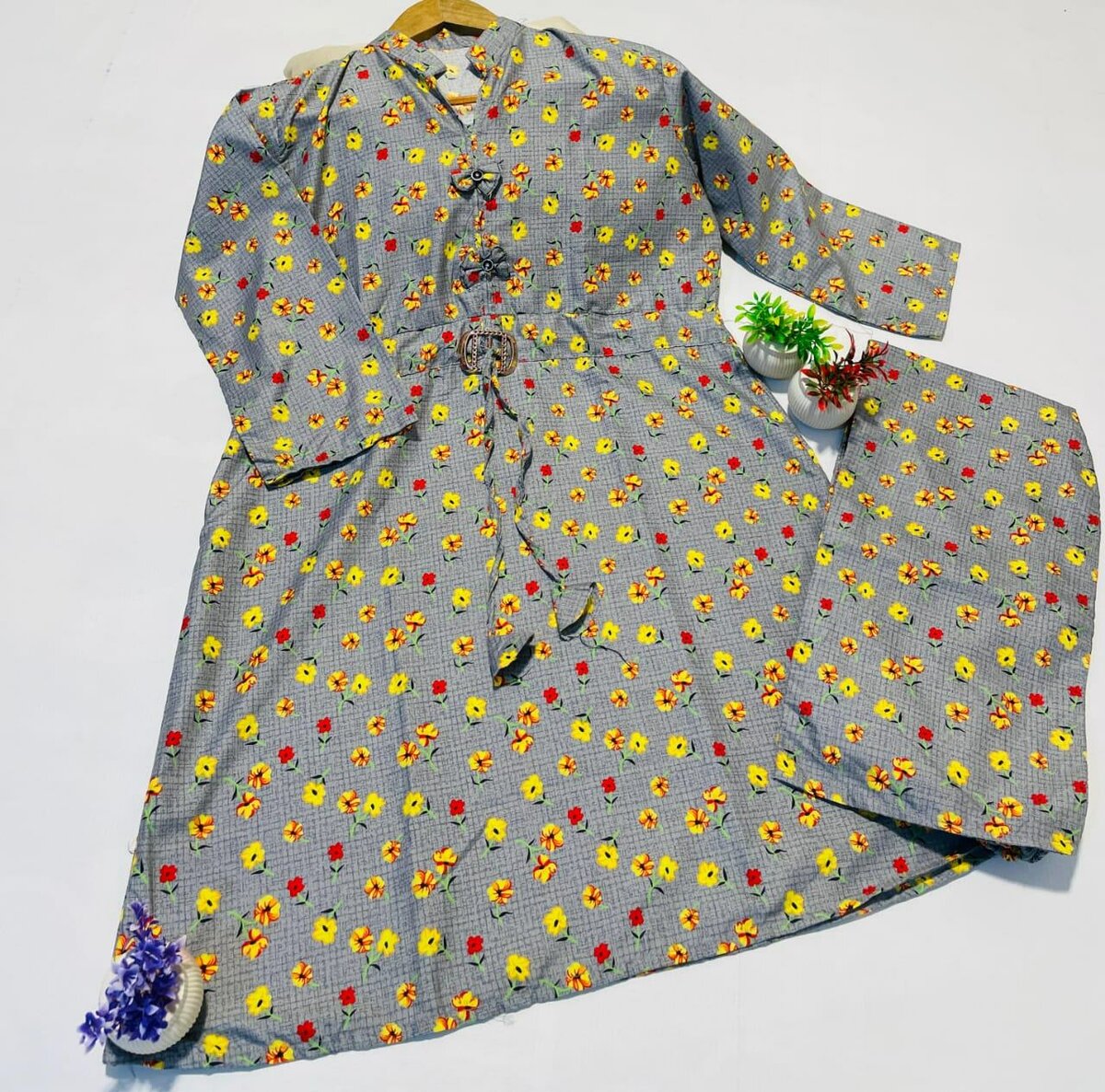 2 Piece Prined Cotton Frock