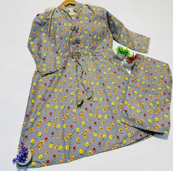 2 Piece Prined Cotton Frock