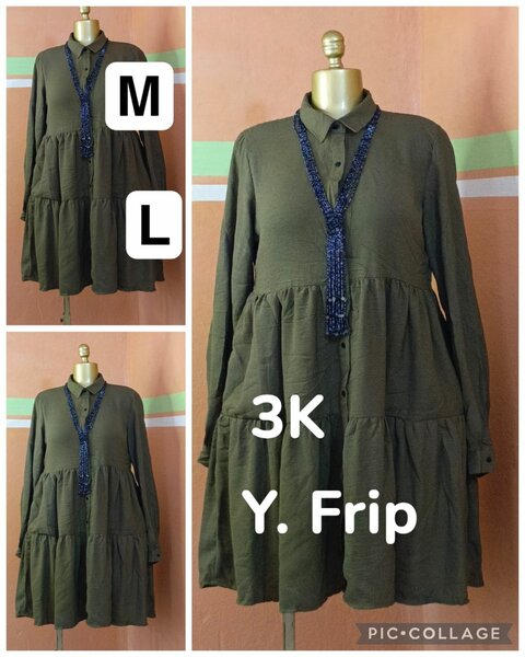 Robe ample kaki mi-longue