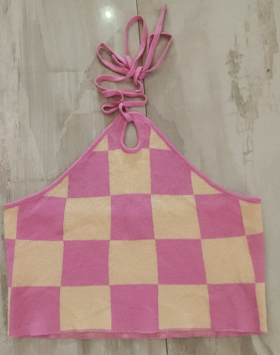 Checkered Print Crop Top