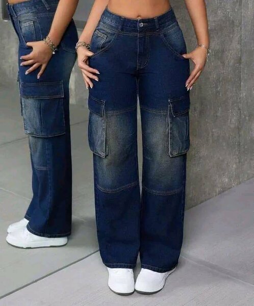 Jean cargo large femme