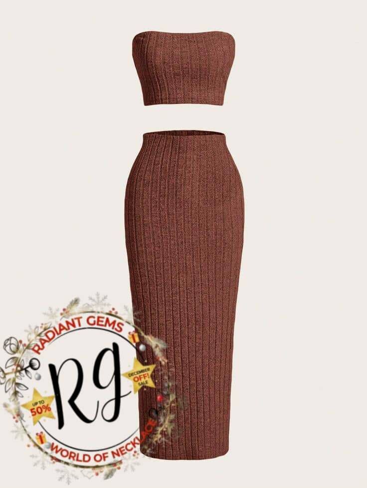 Ensemble bustier et jupe côtelés