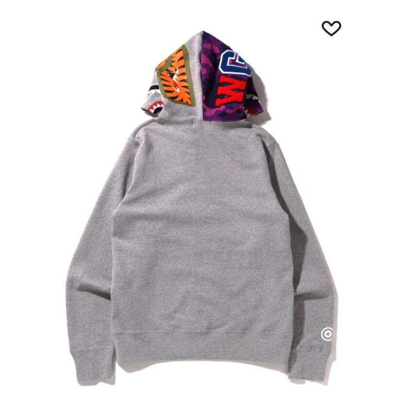 Color Camo Shark Full Zip Hoodie "GREY
