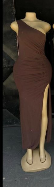 Elegant and comfortable women's asymmetrical dress brown