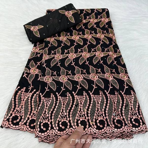 Chic Dentelle avec style 7 yards 👌 + voile avec Broderie, 2,5 yards 