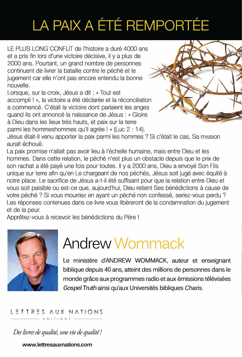 Livre "La paix a été remportée"