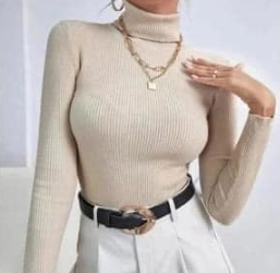Pull femme, beige