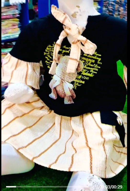 Dress for girls in black and beige