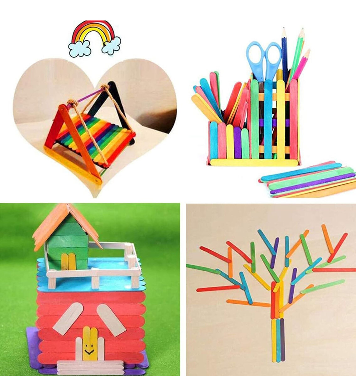 Bâtons colorés en bois pour bricolage