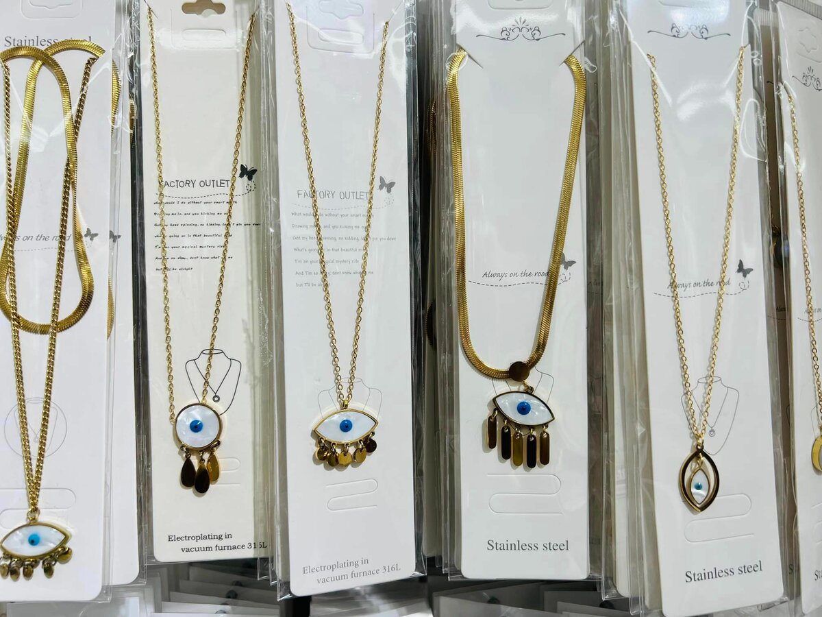 Betterfly women's bohemian blue eye necklace in gold color