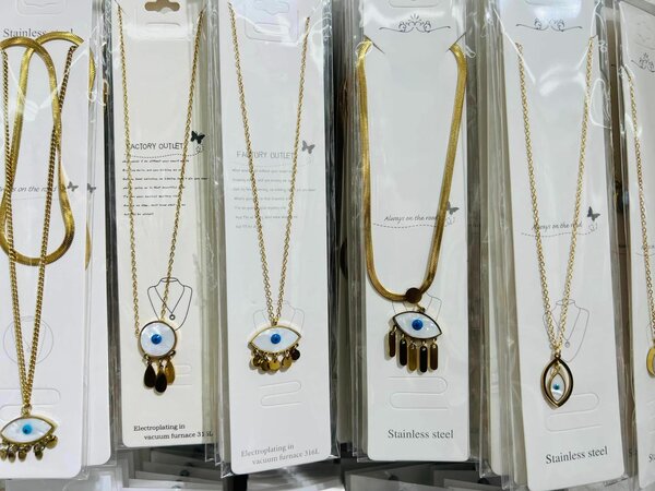 Betterfly women's bohemian blue eye necklace in gold color