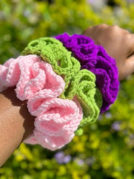 Chouchous crochet colorés