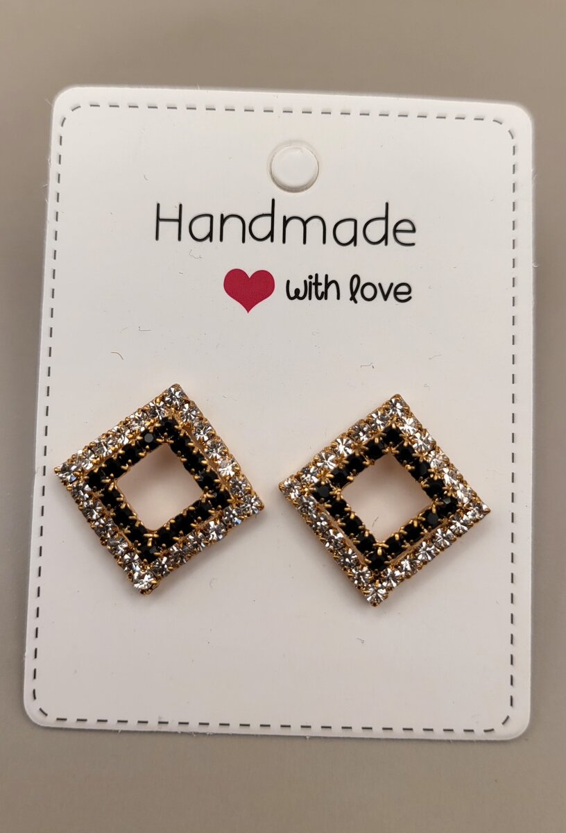 Golden black stud earrings