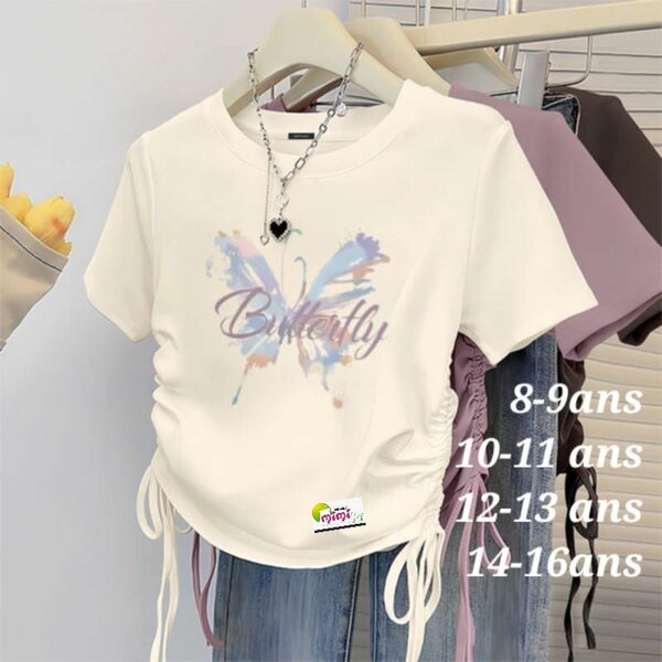 T-shirt fille papillon chic