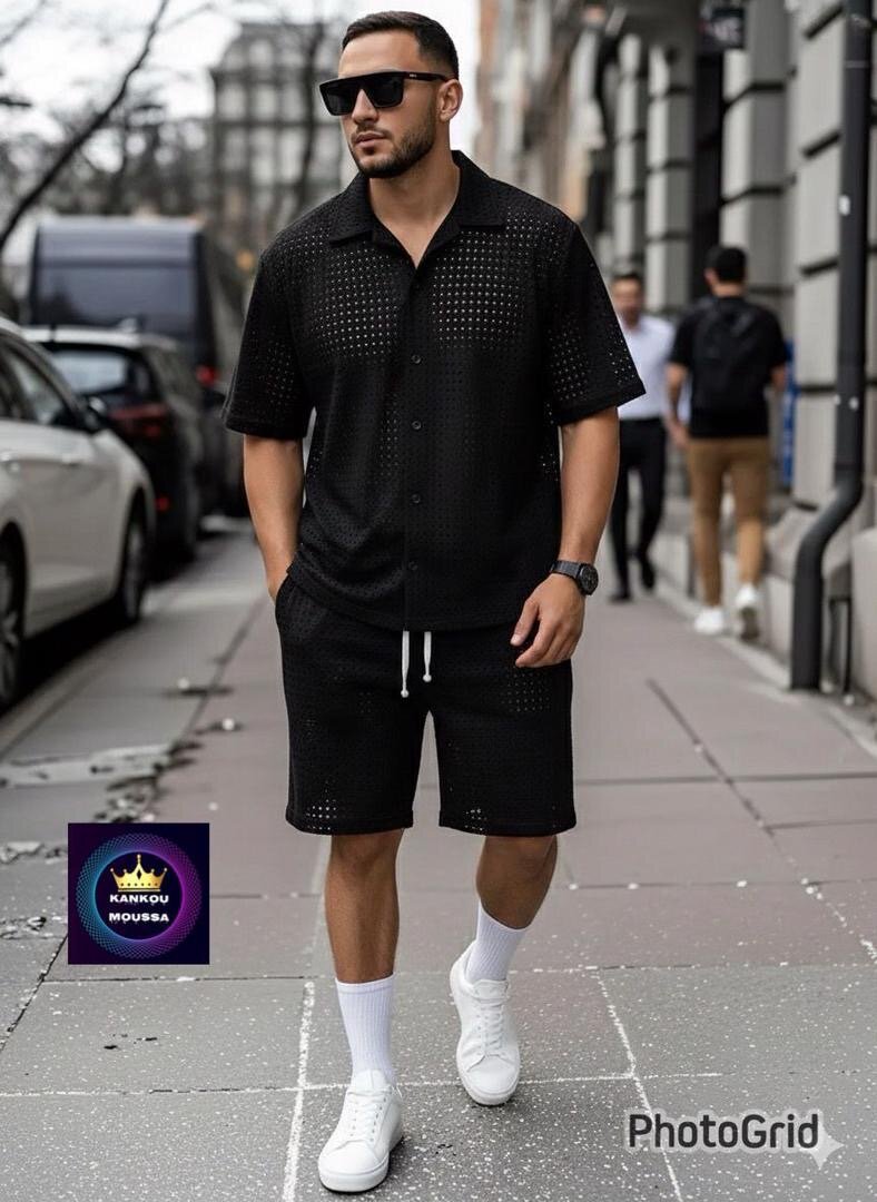 Ensemble short en maille homme