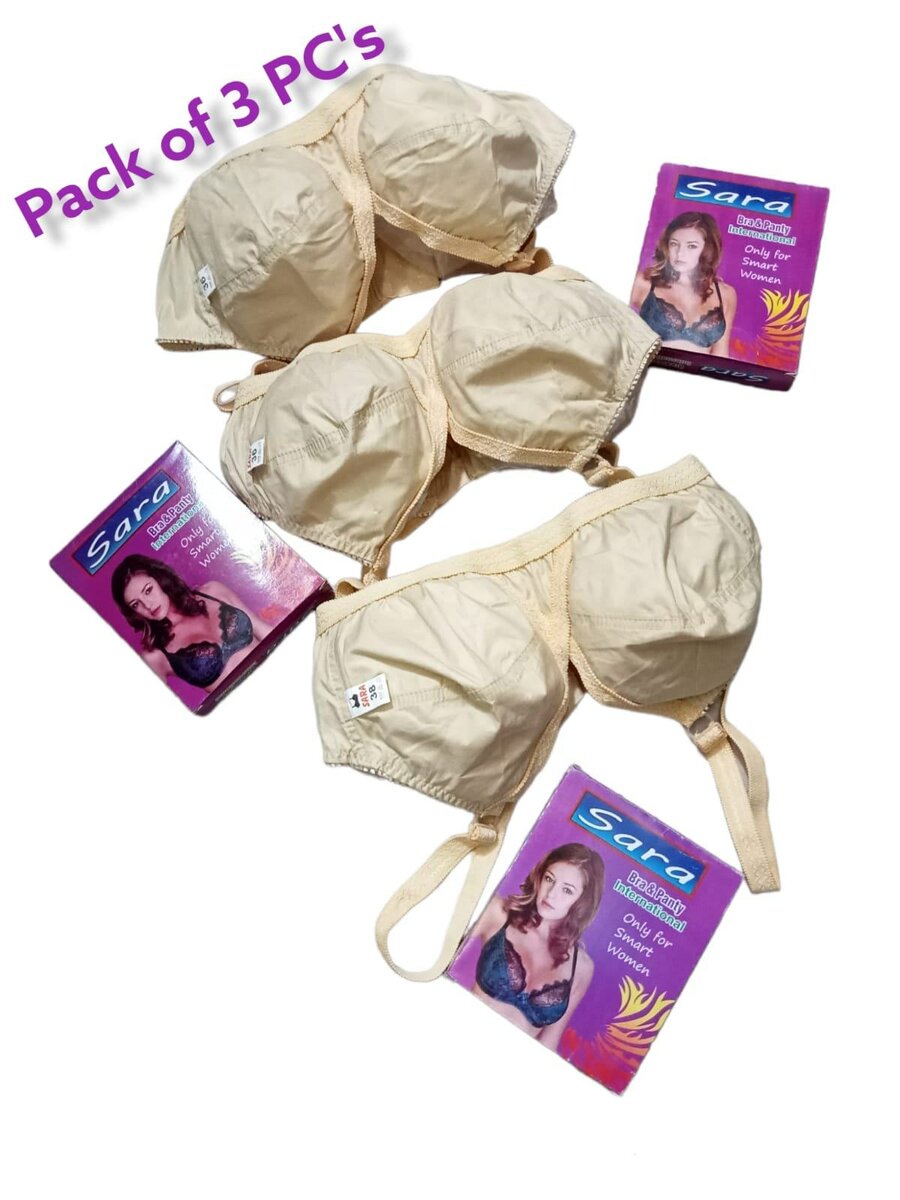 Cotton plain Bra pack of 3 pcs