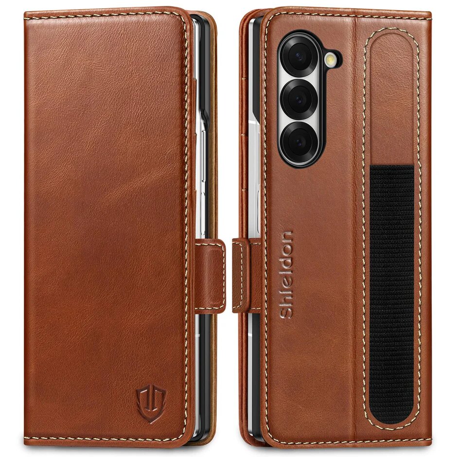 Coque pour Galaxy Z Fold 6 Étuis en cuir Marron