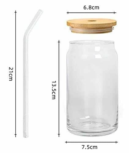 Premium Transparent Can Glass With Straw & Lid 450 & 550ml