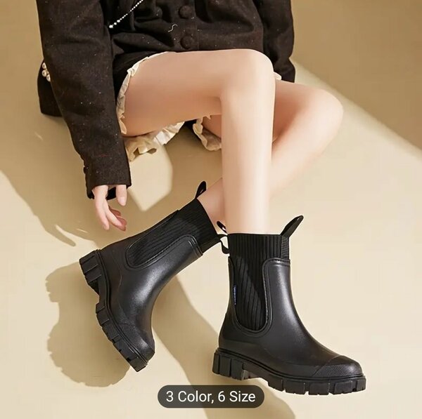 Stylish Waterproof Rain Boots - Thick, Stretchy, and Comfort