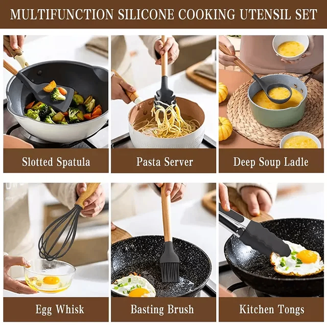 Ensemble de 12 ustensiles de cuisine en silicone