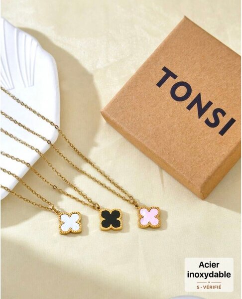 Collier Trèfle Acier Inoxydable