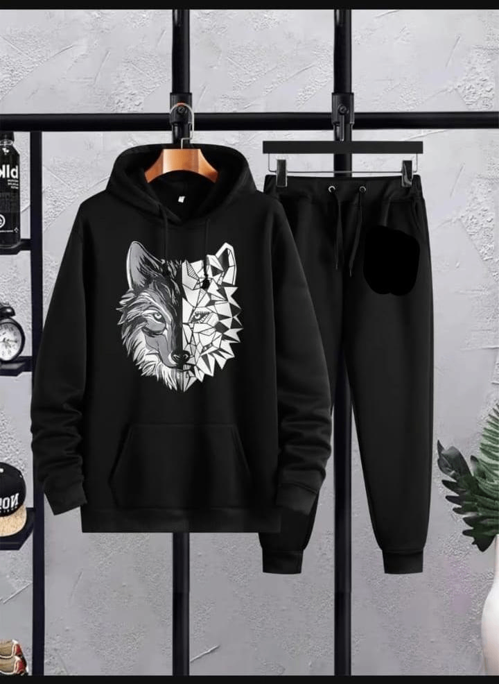 Men's Grey tracksuit wolf design