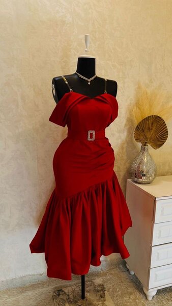 Woman red dress