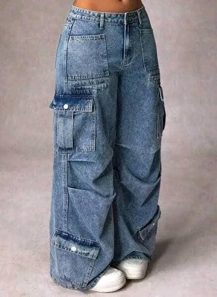 Pantalon cargo large denim