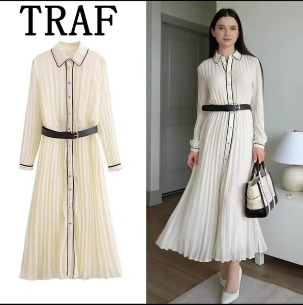 Robe chemisier plissée élégante