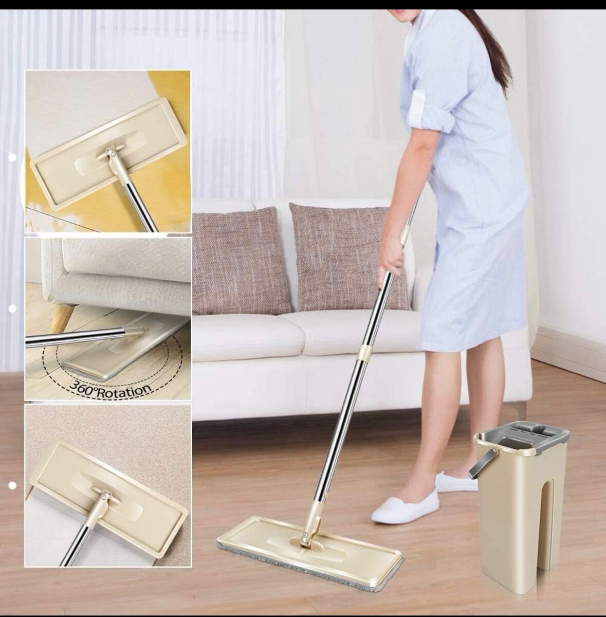 Vadrouille Serpillière Autonettoyant Avec Seau Essorage