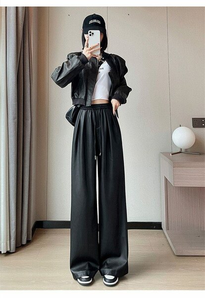 Черные кожаные брюки из экокожи с начесом