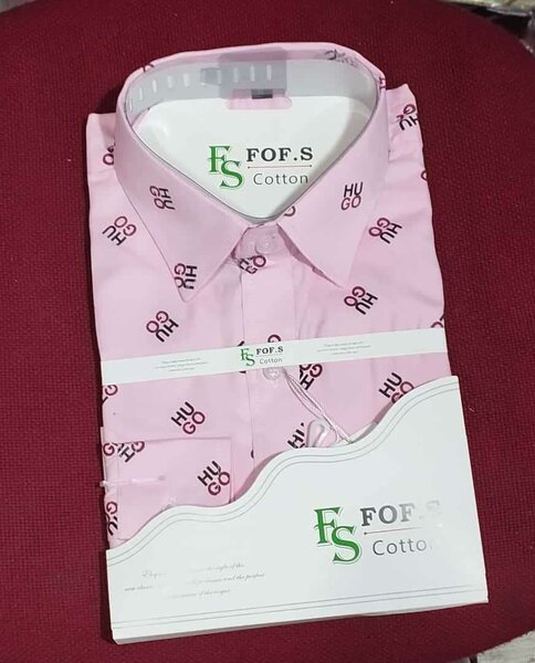 Chemise rose en coton homme