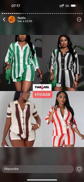 Tenue Short Rayé Femme