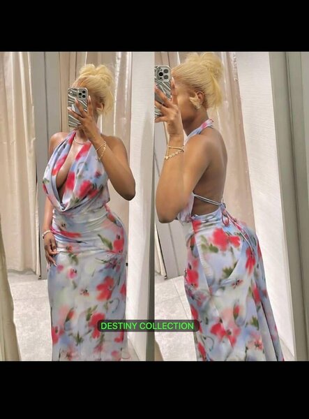 Robe longue dos nu florale