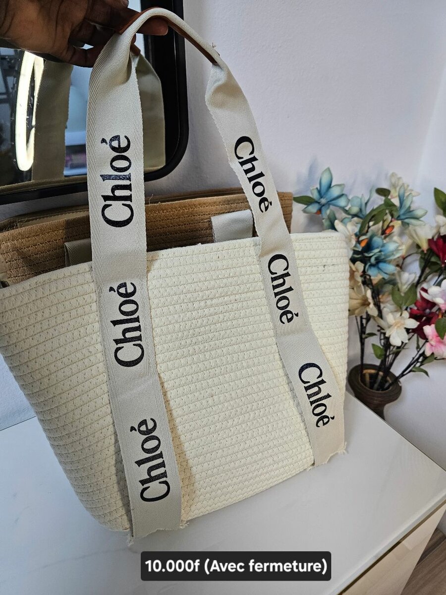 Sac cabas en paille Chloé