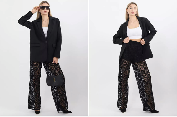 Брюки прозрачные с кружевом гипюровые