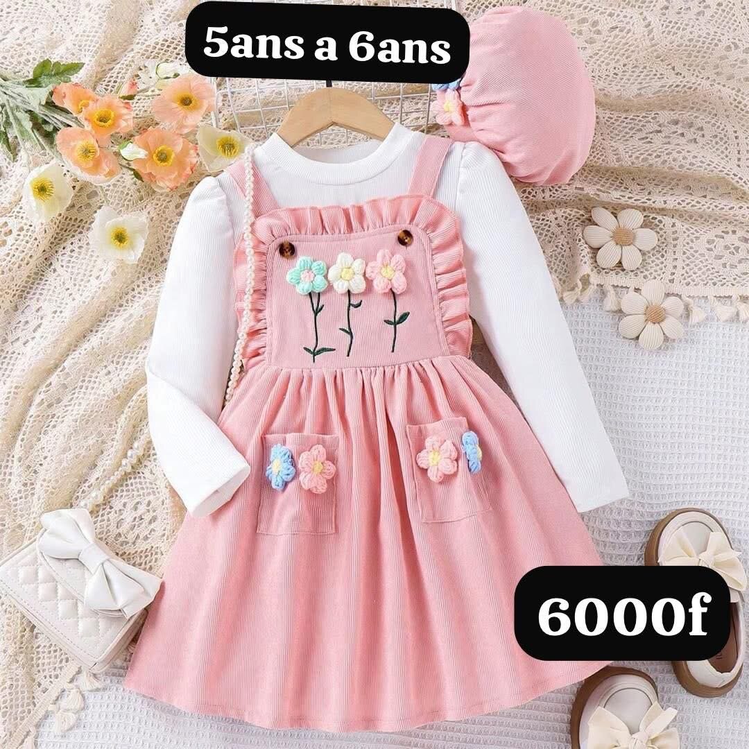 Robe Fille Fleurie Rose