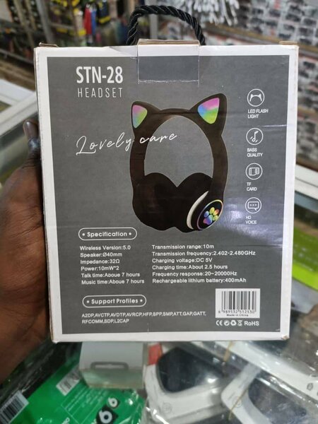 Casque sans fil oreilles chat LED