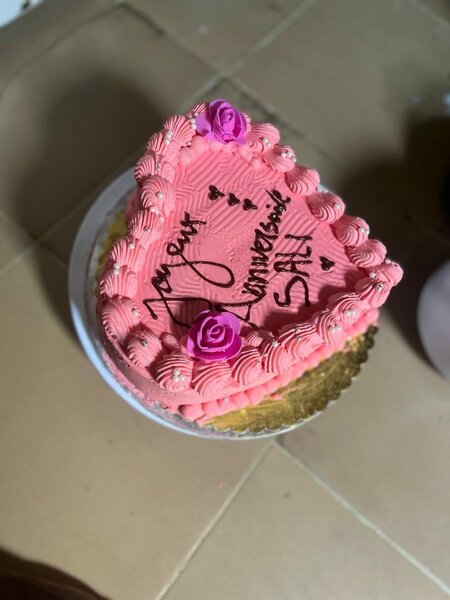 Gâteau d'Anniversaire Coeur Rose