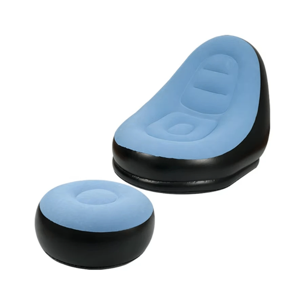 Canapé gonflable et pouf bleu