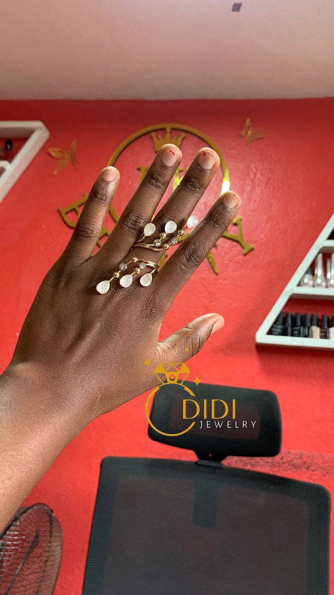 Bague élégante perles or