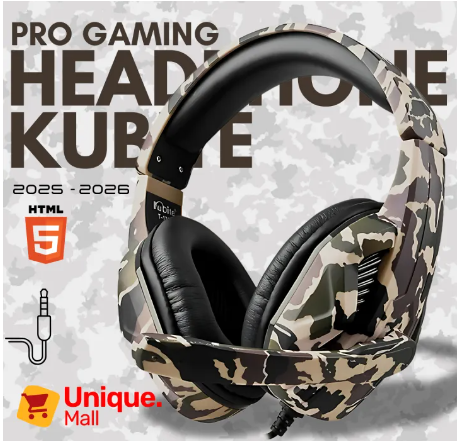 RGB - KUBITE Original Gaming Headphones with 40mm Drivers, 3D Surround Sound, Noise-Canceling Mic, Soft Comfortable Over-Ear Design, Camouflage Green & Gray, for PUBG Mobile, PS4, Xbox, PC, Laptop by Unique Mall