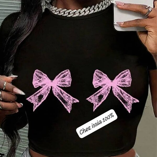 Trendy Bow Design Crop Top