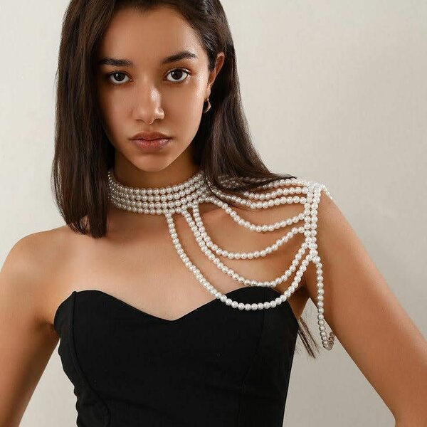 Collier Ras-du-Cou Perles Élégant
