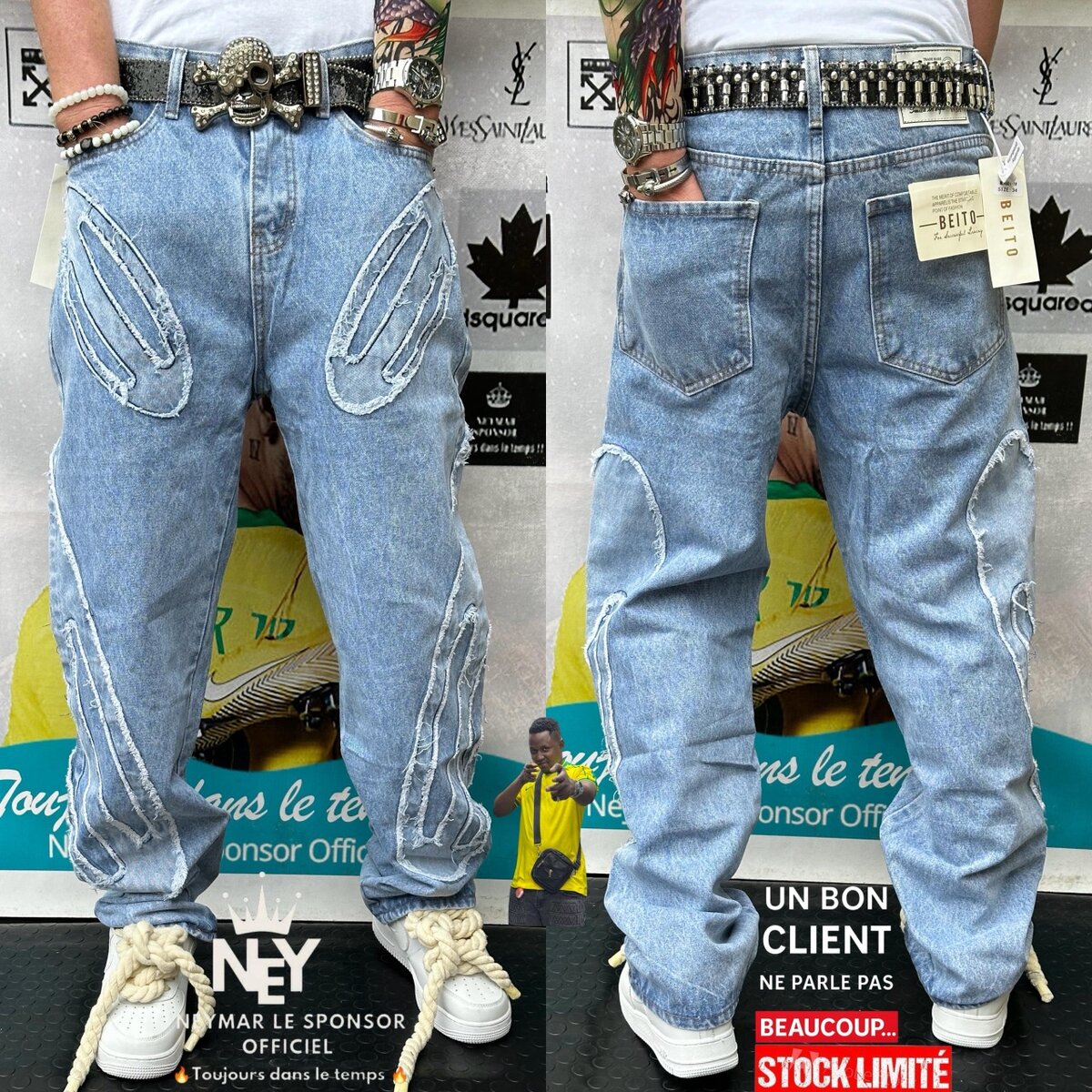 Jean baggy en denim déchiré